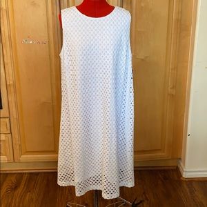 Sharagano NWT white eyelet sheath dress